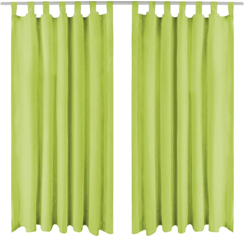 vidaXL Gardiner i microsatin 2 st med öglor 140x175 cm grön vidaXL Gardiner i microsatin 2 st med öglor 140x175 cm grön