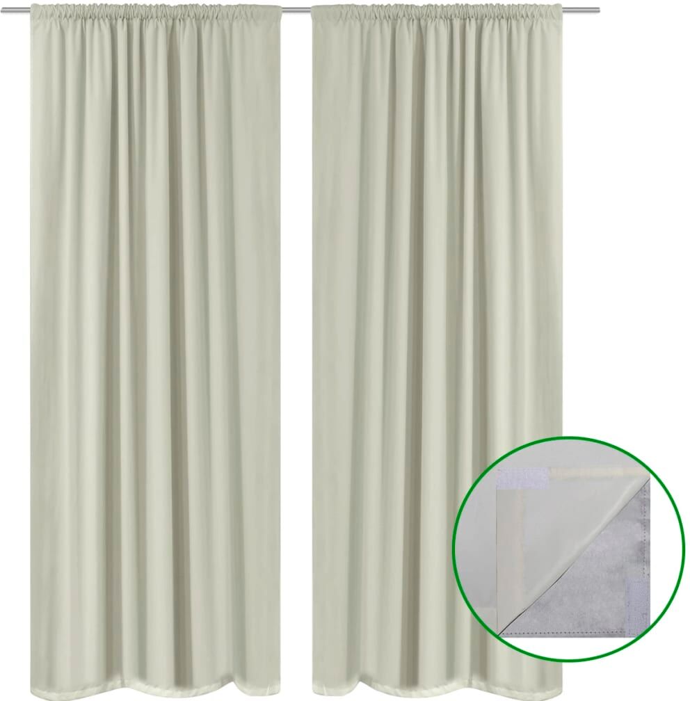 vidaXL Mörkläggningsgardiner 2 st dubbla lager 140x175 cm gräddvit vidaXL Mörkläggningsgardiner 2 st dubbla lager 140x175 cm gräddvit