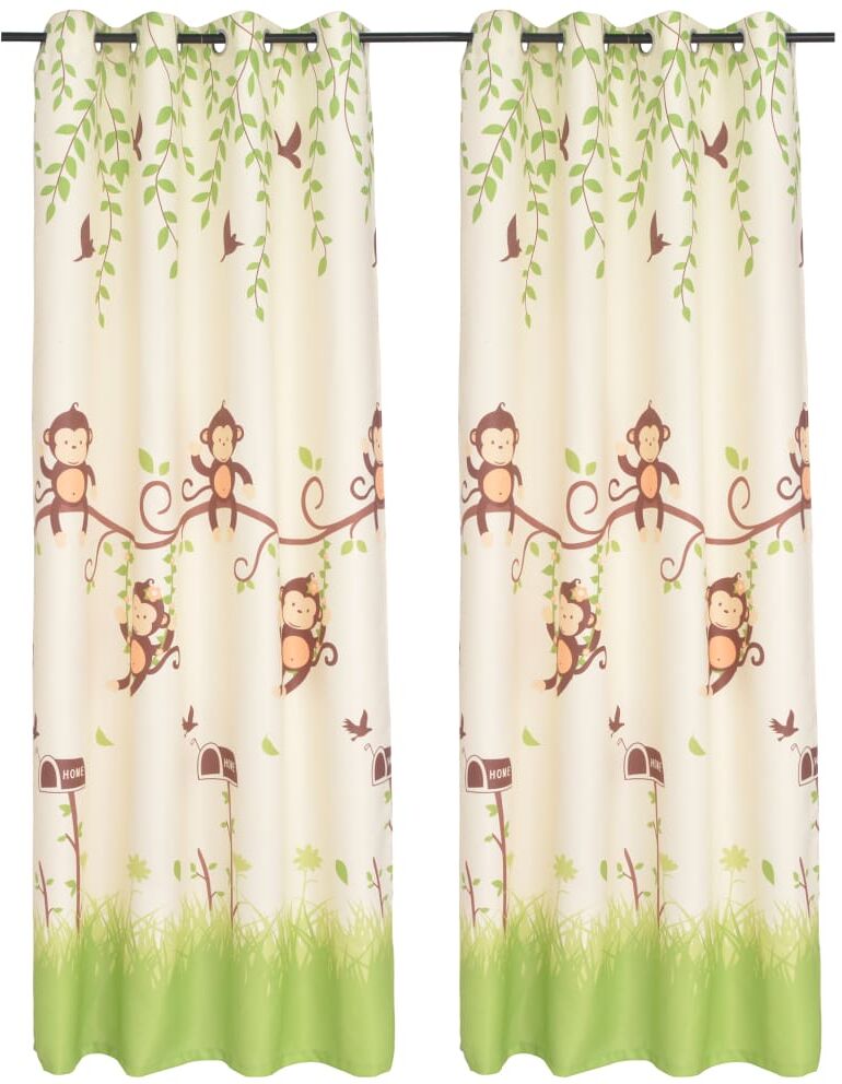 vidaXL Mörkläggningsgardiner för barn 2 st 140x240 cm apor vidaXL Mörkläggningsgardiner för barn 2 st 140x240 cm apor