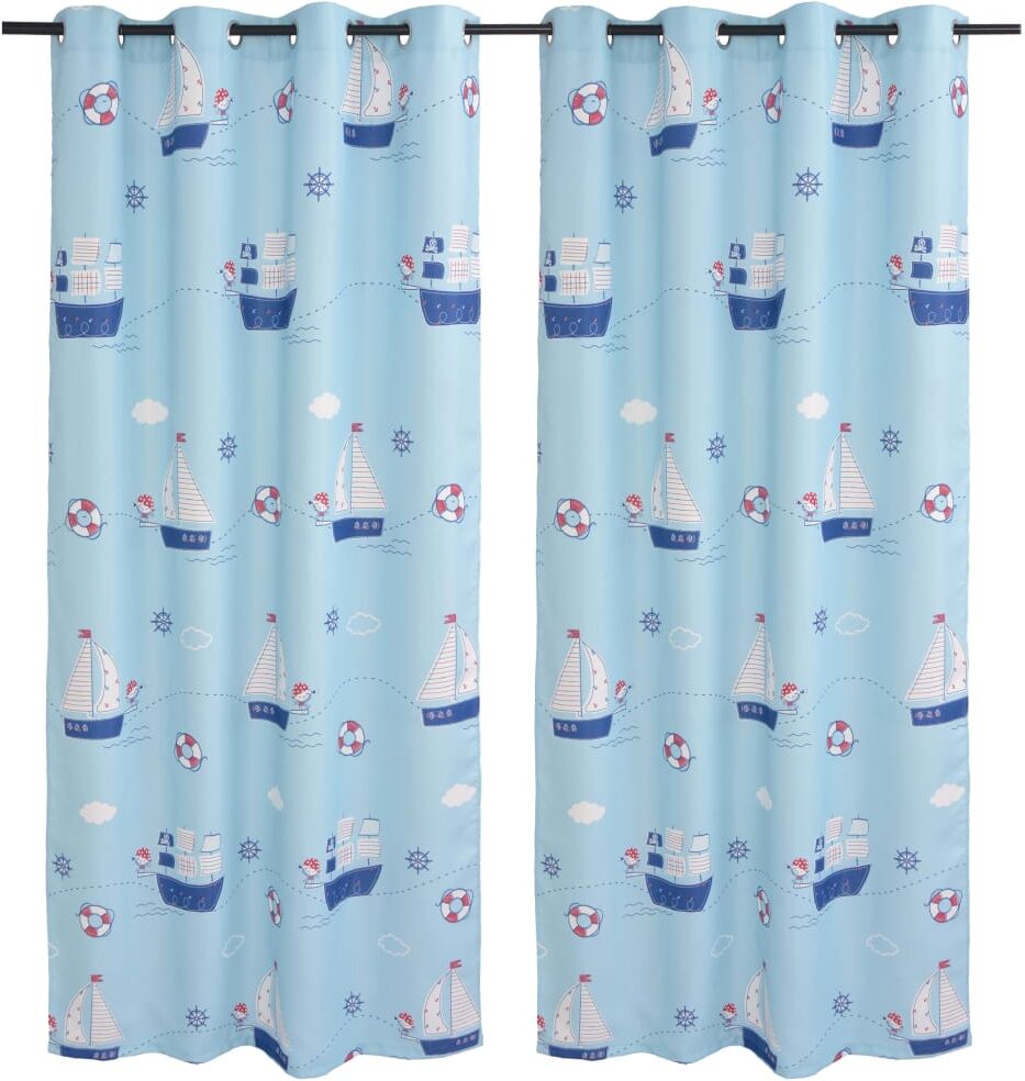 vidaXL Mörkläggningsgardiner för barn 2 st 140x240 cm båtar blå vidaXL Mörkläggningsgardiner för barn 2 st 140x240 cm båtar blå