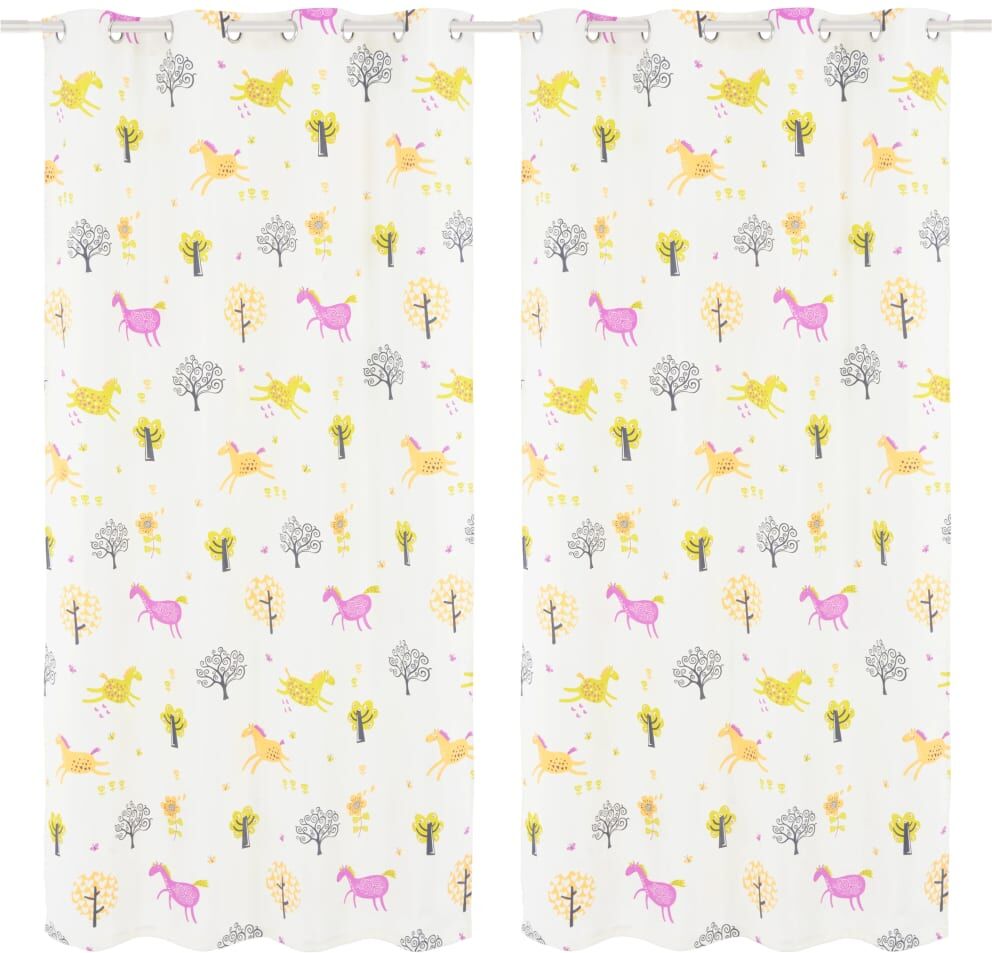 vidaXL Mörkläggningsgardiner för barn 2 st 140x240 cm hästar och träd vidaXL Mörkläggningsgardiner för barn 2 st 140x240 cm hästar och träd