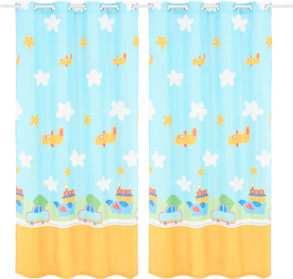 vidaXL Mörkläggningsgardiner för barn 2 st 140x240 cm flygplan moln vidaXL Mörkläggningsgardiner för barn 2 st 140x240 cm flygplan moln