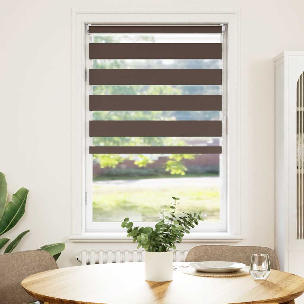 vidaXL Rullgardin randig brun 70 x 120 cm transparent vidaXL Rullgardin randig brun 70 x 120 cm transparent