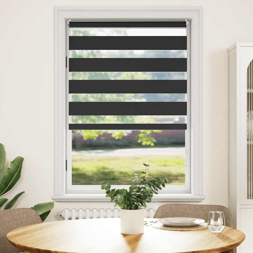 vidaXL Rullgardin randig svart 80 x 175 cm transparent
