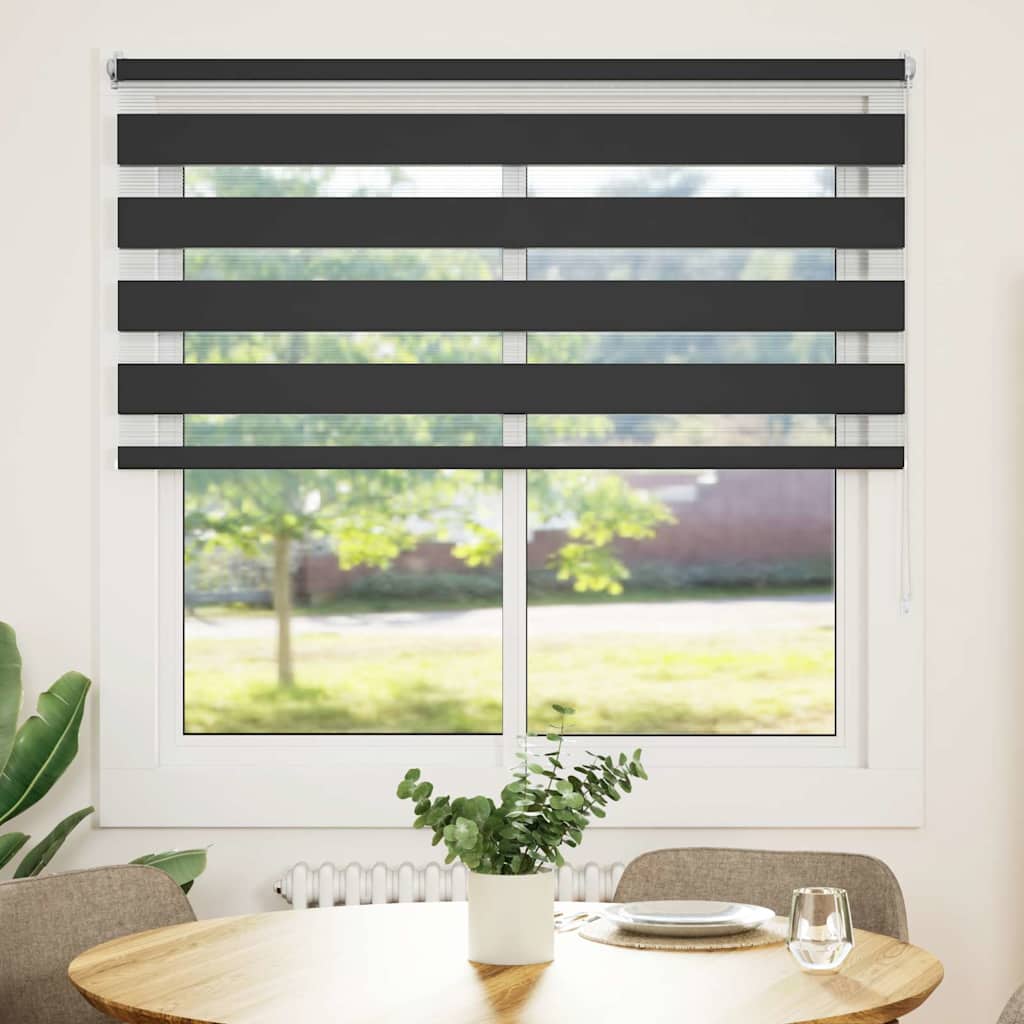 vidaXL Rullgardin randig svart 140 x 175 cm transparent vidaXL Rullgardin randig svart 140 x 175 cm transparent