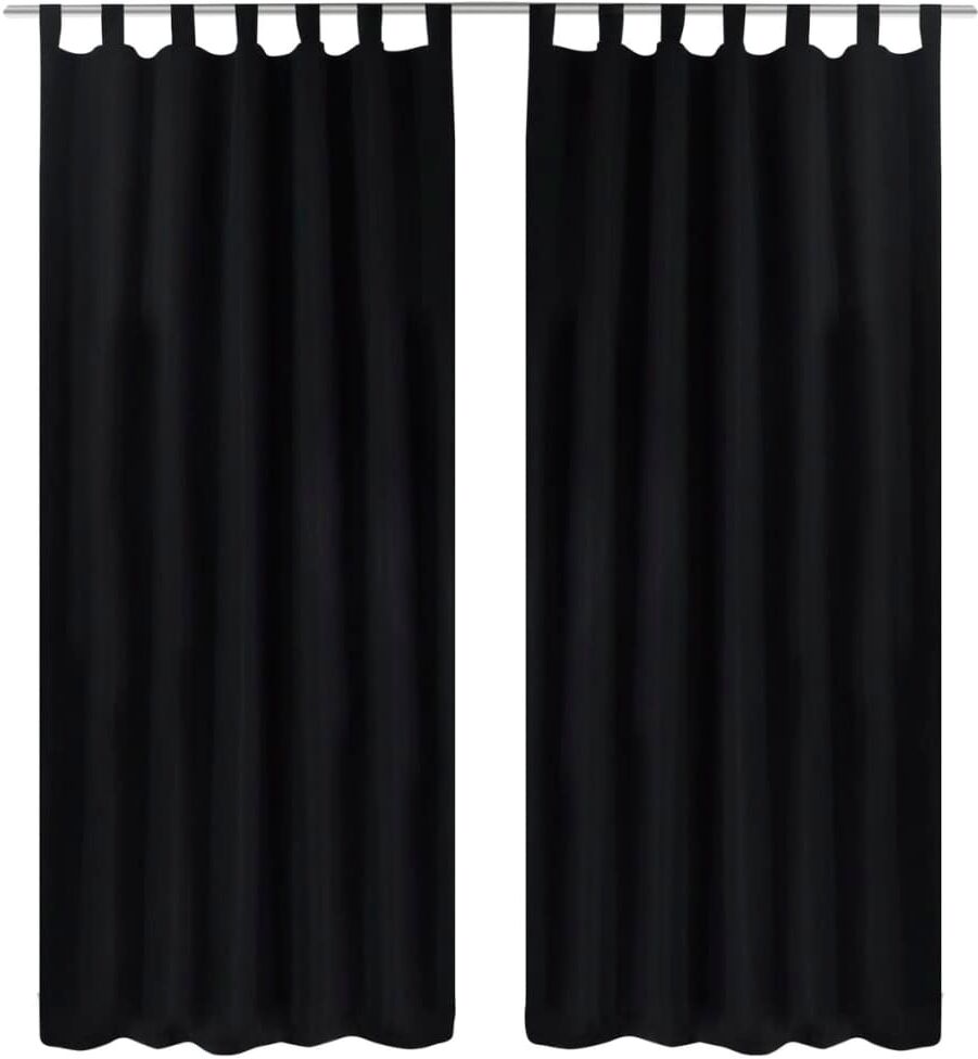 vidaXL 2-pack gardiner med öglor i svart microsatin 140 x 175 cm