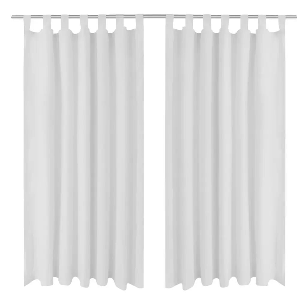 vidaXL 2-pack gardiner med öglor i vit microsatin 140 x 175 cm