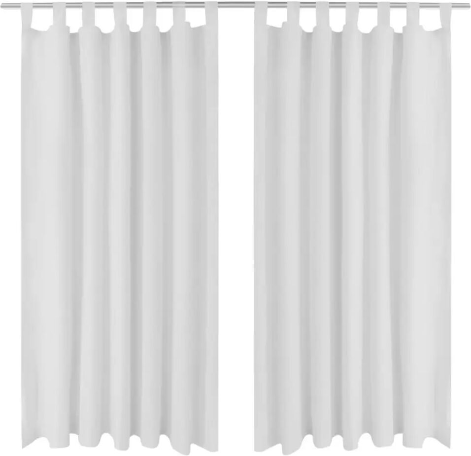 vidaXL 2-pack gardiner med öglor i vit microsatin 140 x 245 cm