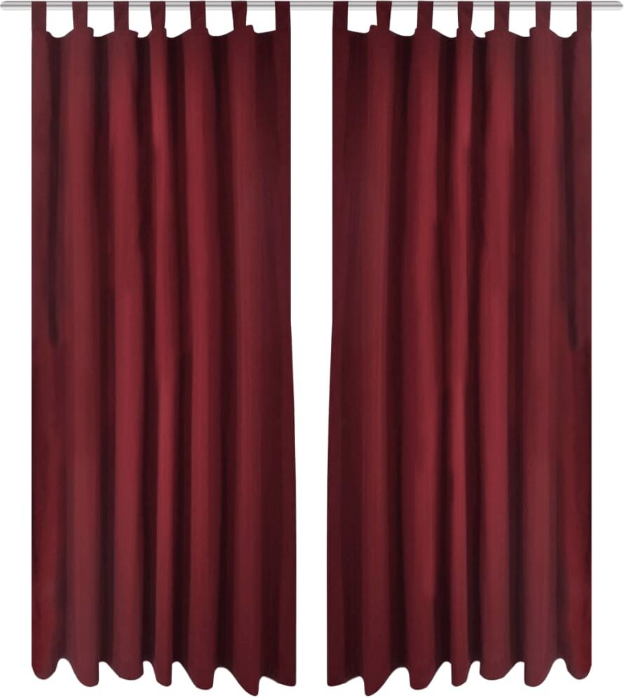 vidaXL 2-pack gardiner med öglor i vinröd microsatin 140 x 175 cm