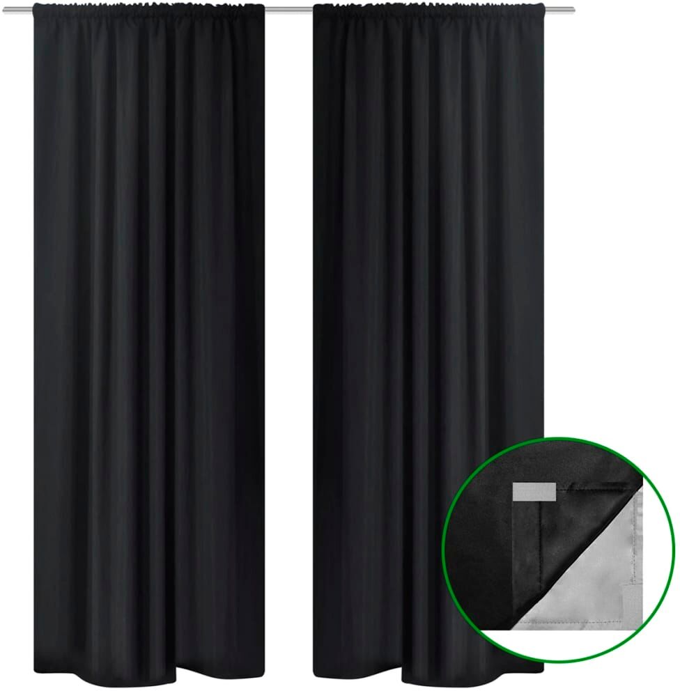 vidaXL Mörkläggningsgardiner 2 st dubbla lager 140 x 245 cm svart vidaXL Mörkläggningsgardiner 2 st dubbla lager 140 x 245 cm svart