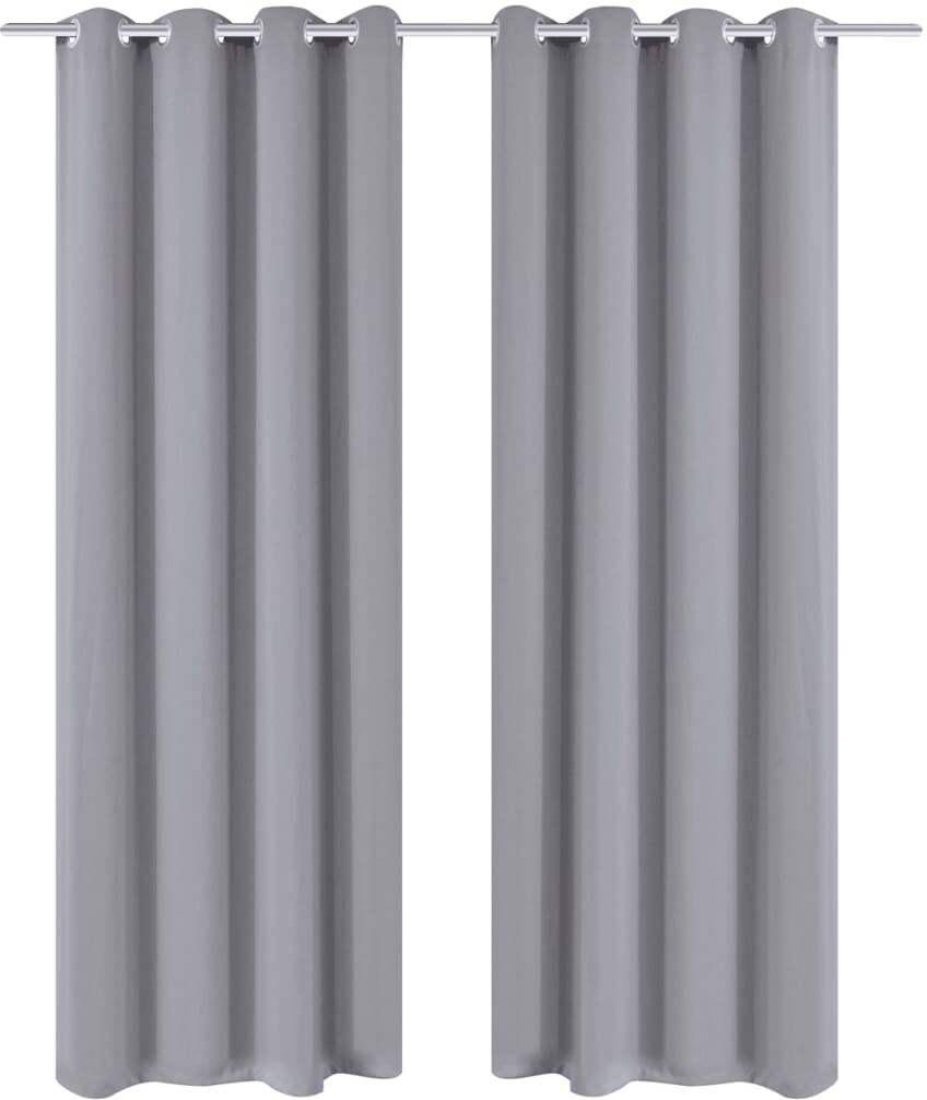 vidaXL Mörkläggningsgardiner med metallringar 2 st 135 x 245 cm grå vidaXL Mörkläggningsgardiner med metallringar 2 st 135 x 245 cm grå