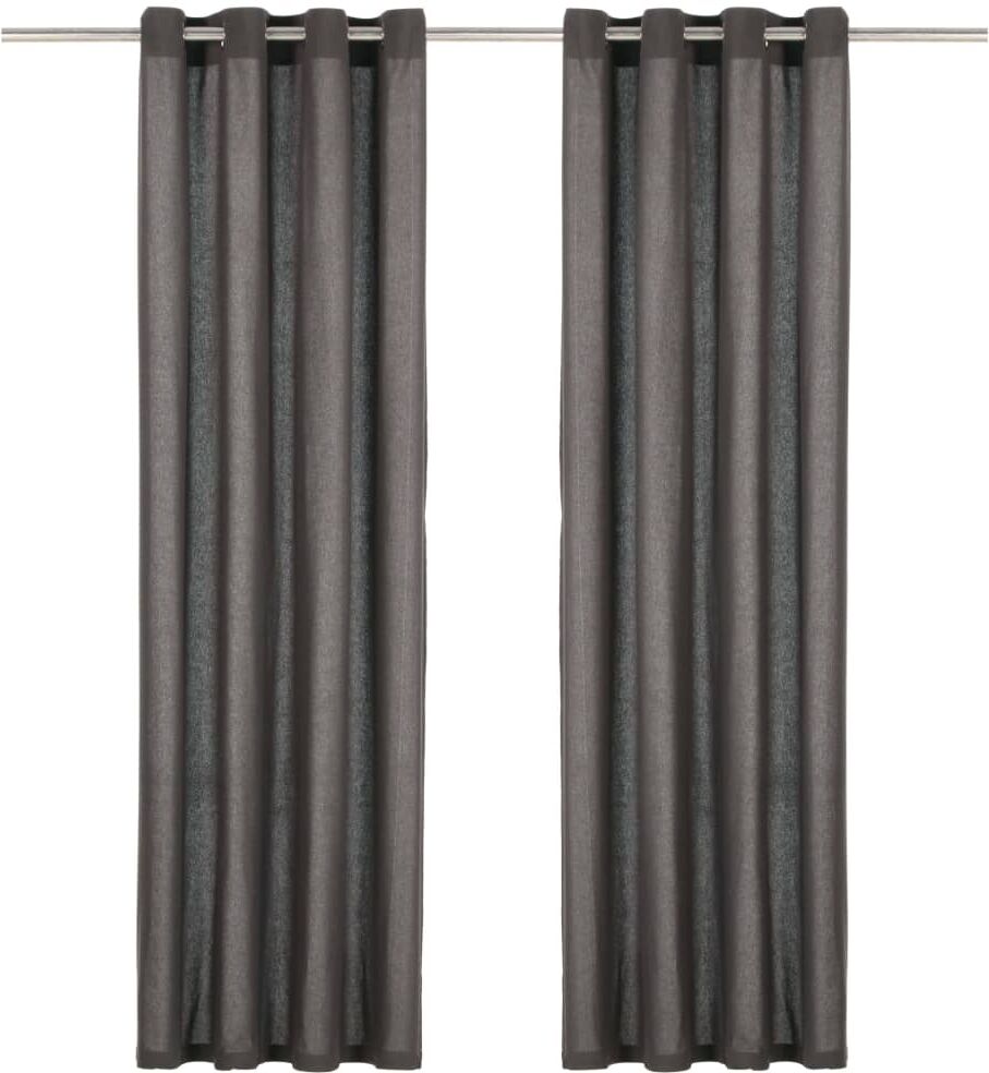 vidaXL Gardiner med metallringar 2 st bomull 140x175 cm antracit vidaXL Gardiner med metallringar 2 st bomull 140x175 cm antracit