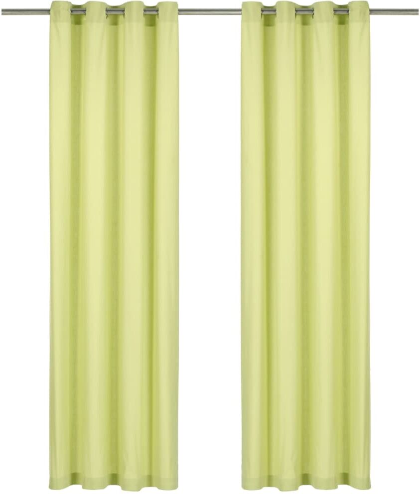 vidaXL Gardiner med metallringar 2 st bomull 140x225 cm grön