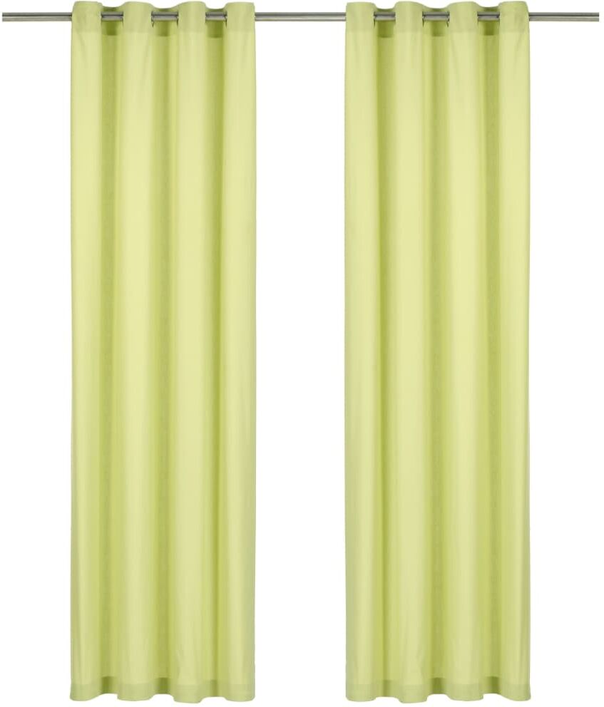 vidaXL Gardiner med metallringar 2 st bomull 140x245 cm grön vidaXL Gardiner med metallringar 2 st bomull 140x245 cm grön