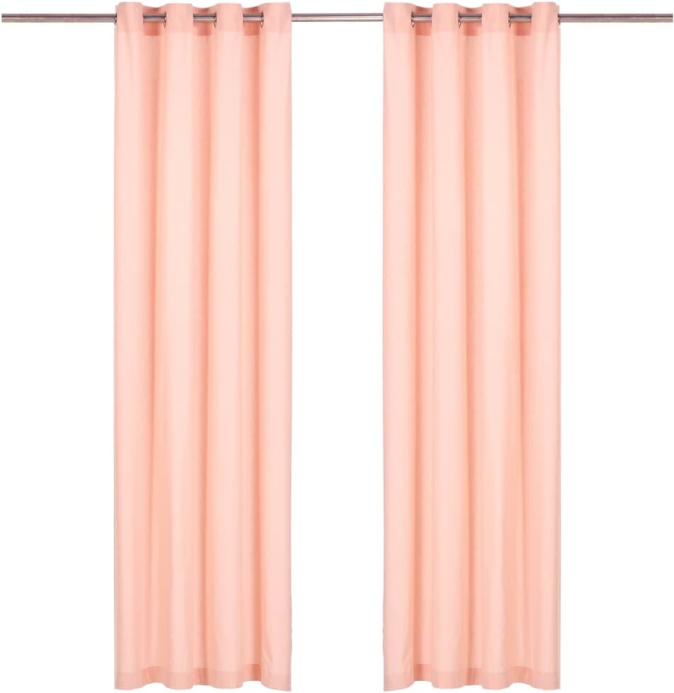 vidaXL Gardiner med metallringar 2 st bomull 140x245 cm rosa vidaXL Gardiner med metallringar 2 st bomull 140x245 cm rosa
