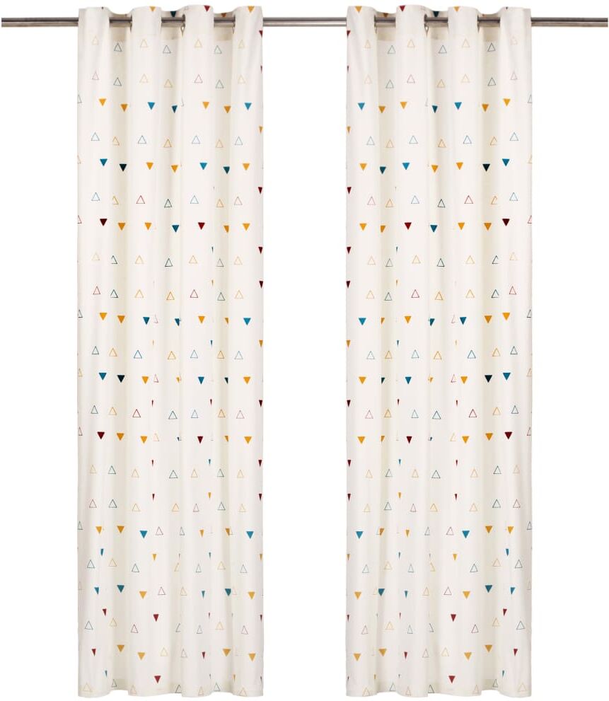 vidaXL Gardiner med metallringar 2 st bomull 140x245 cm flerfärgad vidaXL Gardiner med metallringar 2 st bomull 140x245 cm flerfärgad