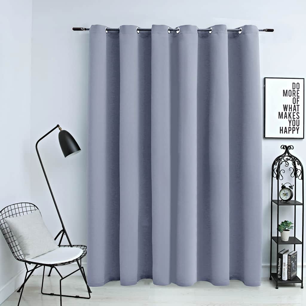 vidaXL Mörkläggningsgardin med metallringar grå 290x245 cm vidaXL Mörkläggningsgardin med metallringar grå 290x245 cm