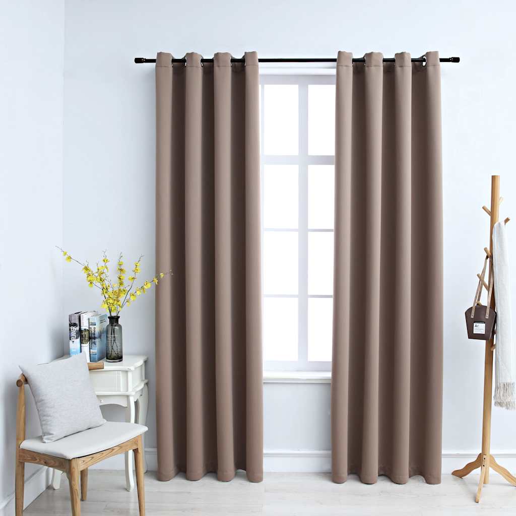 vidaXL Mörkläggningsgardiner med metallringar 2 st taupe 140x175 cm vidaXL Mörkläggningsgardiner med metallringar 2 st taupe 140x175 cm