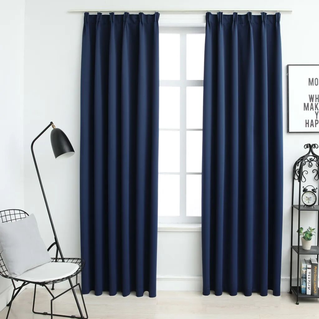 vidaXL Mörkläggningsgardiner med krokar 2 st blå 140x225 cm vidaXL Mörkläggningsgardiner med krokar 2 st blå 140x225 cm