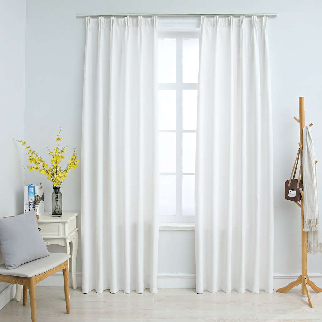 vidaXL Mörkläggningsgardiner med krokar 2 st gråvit 140x175 cm vidaXL Mörkläggningsgardiner med krokar 2 st gråvit 140x175 cm