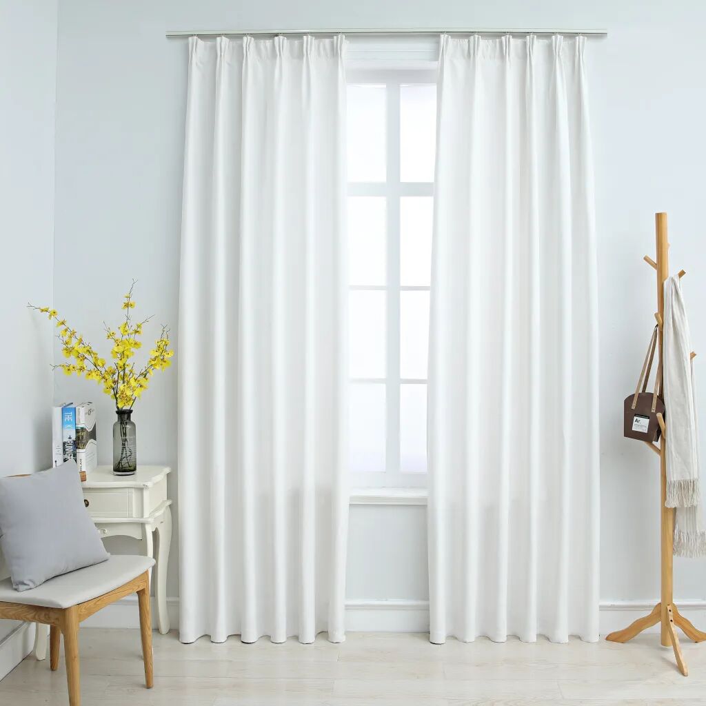 vidaXL Mörkläggningsgardiner med krokar 2 st gråvit 140x245 cm vidaXL Mörkläggningsgardiner med krokar 2 st gråvit 140x245 cm