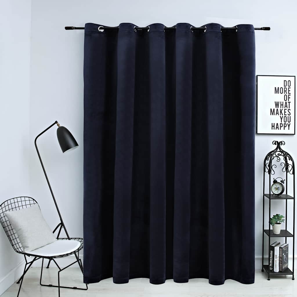 vidaXL Mörkläggningsgardin med metallringar sammet svart 290x245 cm vidaXL Mörkläggningsgardin med metallringar sammet svart 290x245 cm