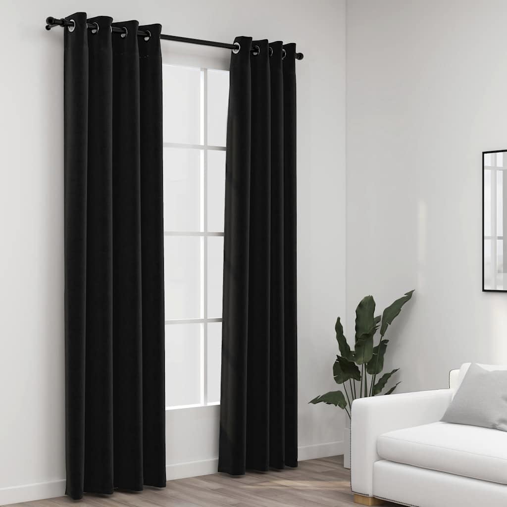 vidaXL Mörkläggningsgardin linnelook 2 st antracit 140x245cm vidaXL Mörkläggningsgardin linnelook 2 st antracit 140x245cm