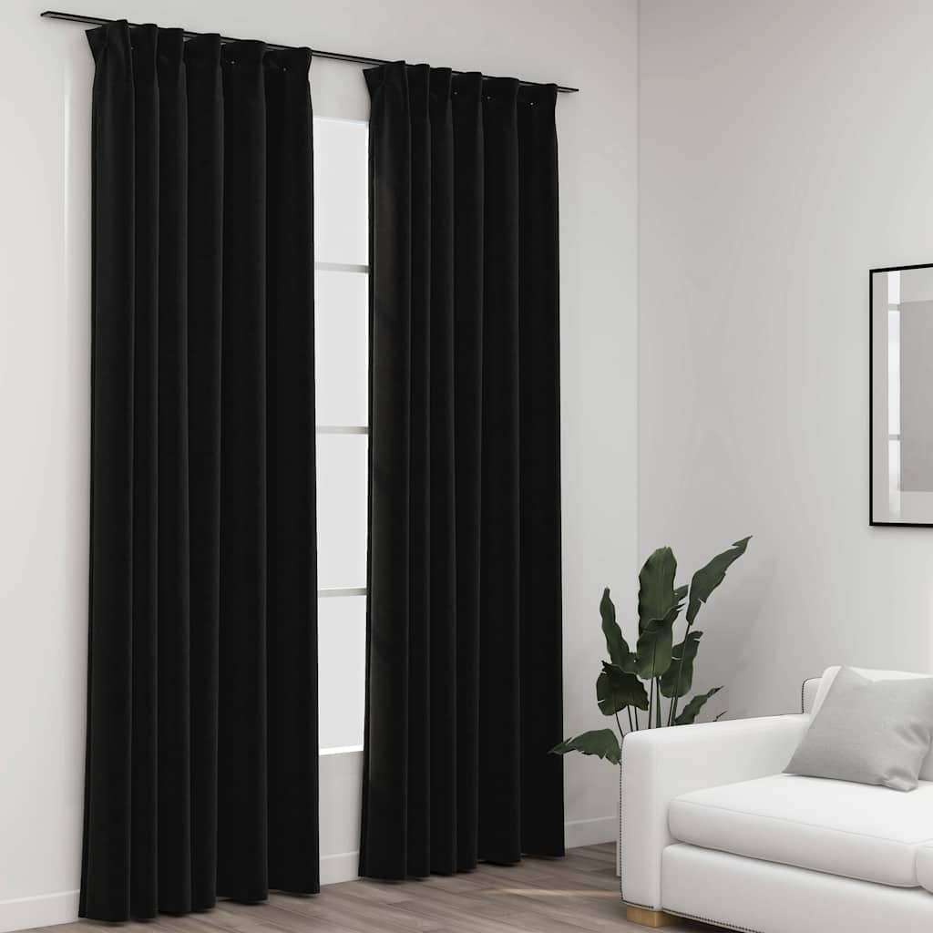 vidaXL Mörkläggningsgardiner med krokar 2 st antracit 140x245 cm vidaXL Mörkläggningsgardiner med krokar 2 st antracit 140x245 cm