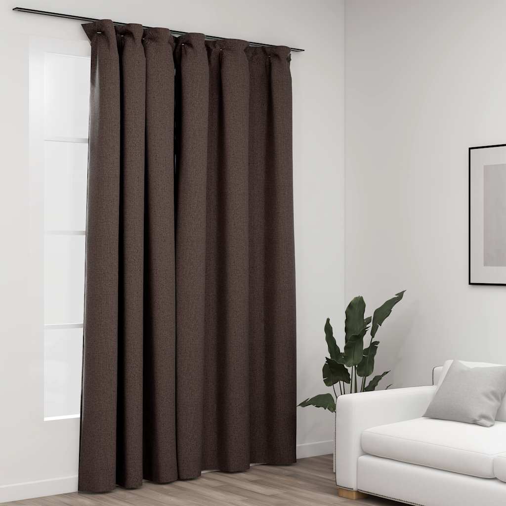 vidaXL Mörkläggningsgardin med krokar linnelook taupe 290x245 cm vidaXL Mörkläggningsgardin med krokar linnelook taupe 290x245 cm