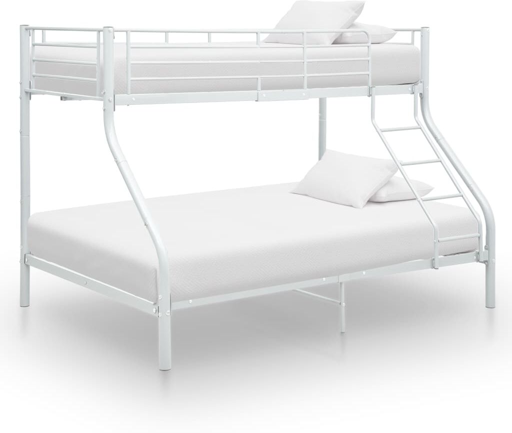 vidaXL Våningssäng vit metall 140x200/90x200 cm