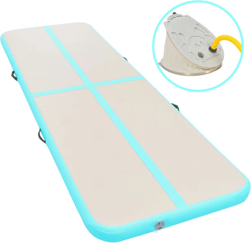 vidaXL Uppblåsbar gymnastikmatta med pump 500x100x10 cm PVC grön vidaXL Uppblåsbar gymnastikmatta med pump 500x100x10 cm PVC grön