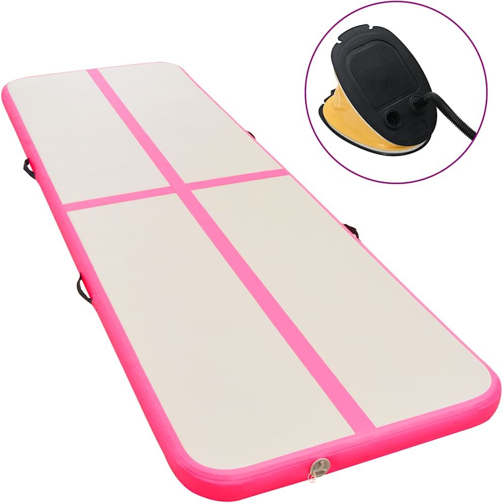 vidaXL Uppblåsbar gymnastikmatta med pump 700x100x10 cm PVC rosa