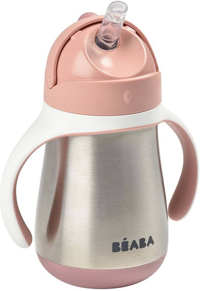 Beaba Sugrörsmugg rostfritt stål 250ml rosa Beaba Sugrörsmugg rostfritt stål 250ml rosa