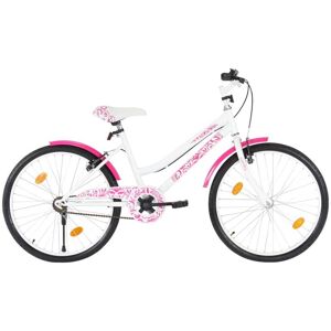 vidaXL Barncykel 24 tum rosa och vit