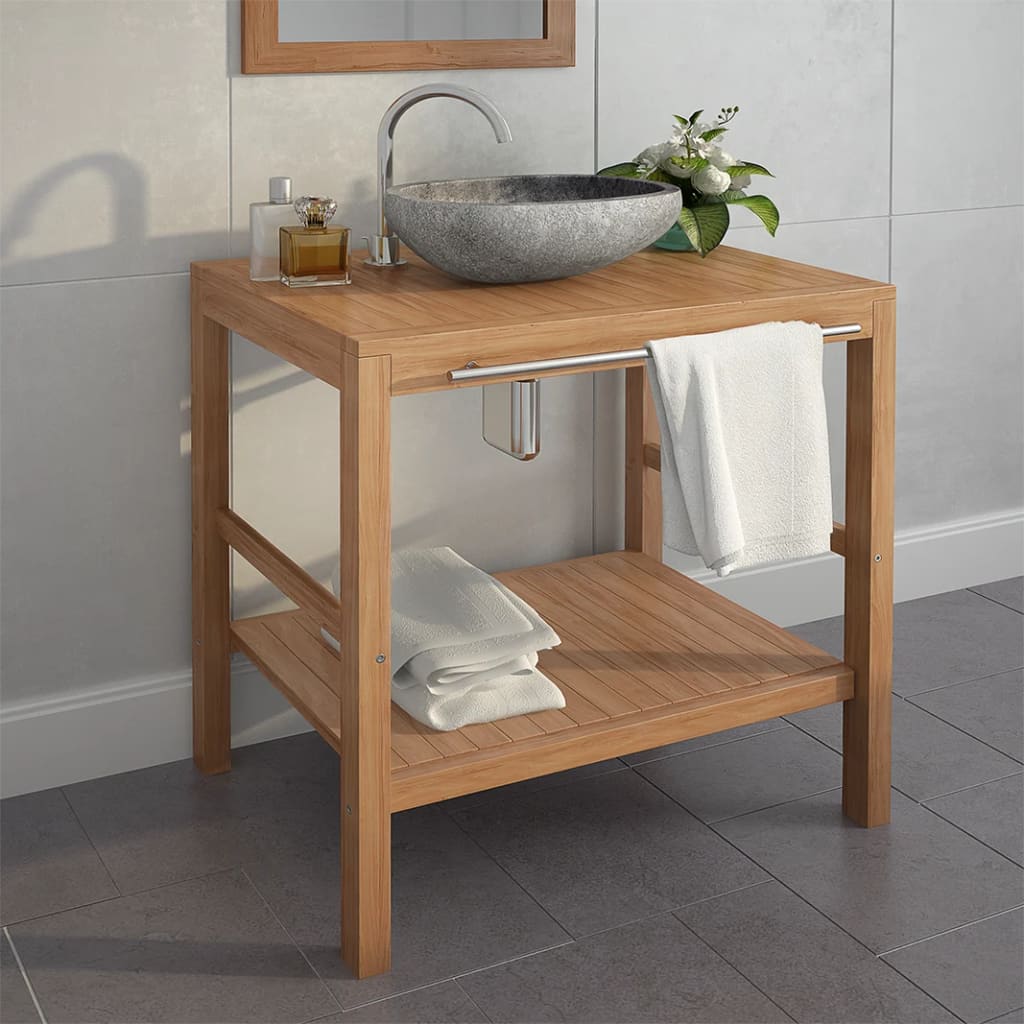 vidaXL Badrumsunderskåp massiv teak 74x45x75 cm vidaXL Badrumsunderskåp massiv teak 74x45x75 cm
