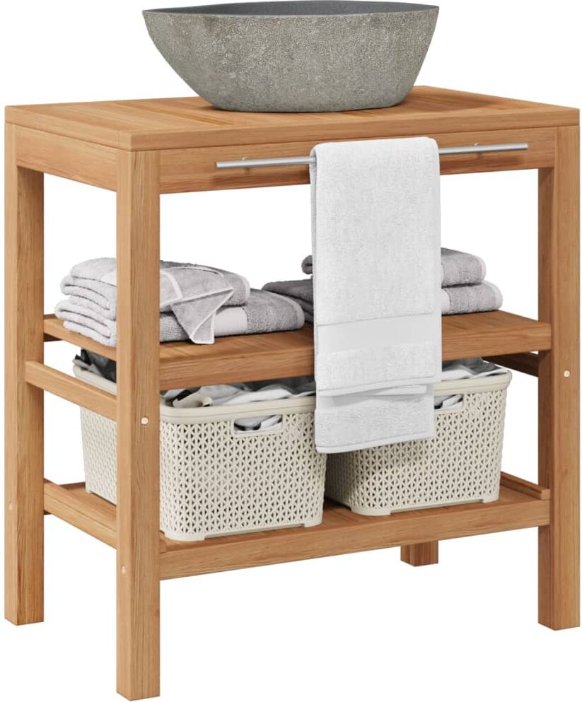 vidaXL Badrumsunderskåp massiv teak med handfat i flodsten vidaXL Badrumsunderskåp massiv teak med handfat i flodsten