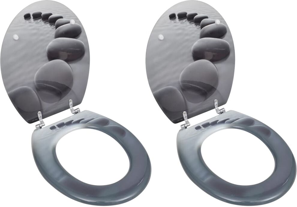 vidaXL Toalettsitsar med lock 2 st MDF stenar vidaXL Toalettsitsar med lock 2 st MDF stenar
