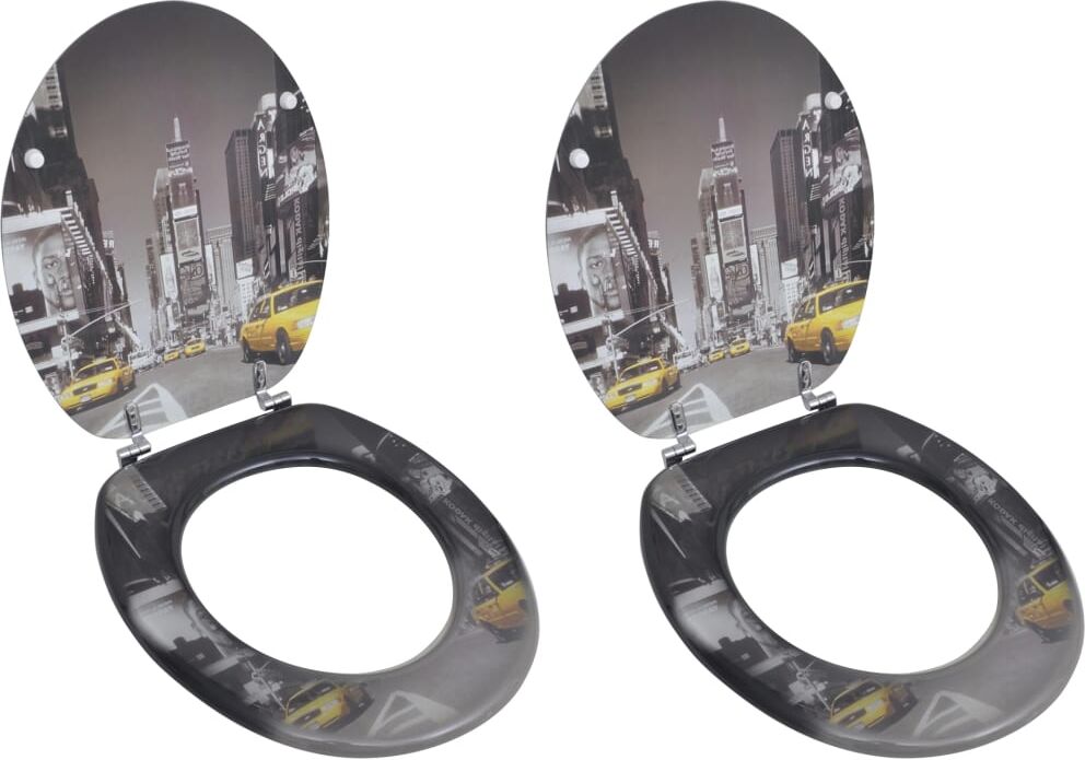 vidaXL Toalettsitsar med lock 2 st MDF New York vidaXL Toalettsitsar med lock 2 st MDF New York