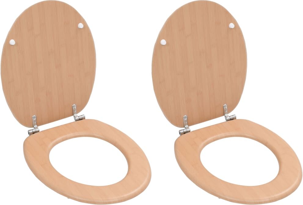 vidaXL Toalettsitsar med lock 2 st MDF bambudesign vidaXL Toalettsitsar med lock 2 st MDF bambudesign