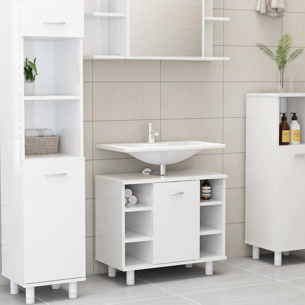 vidaXL Badrumsskåp vit högglans 60x32x53,5 cm spånskiva vidaXL Badrumsskåp vit högglans 60x32x53,5 cm spånskiva