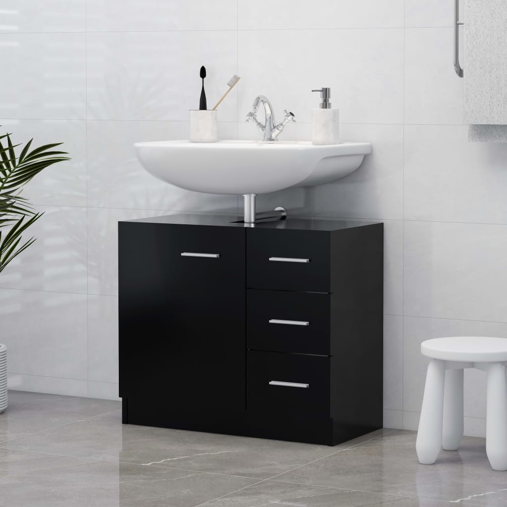 vidaXL Tvättställsskåp svart 63x30x54 cm spånskiva vidaXL Tvättställsskåp svart 63x30x54 cm spånskiva