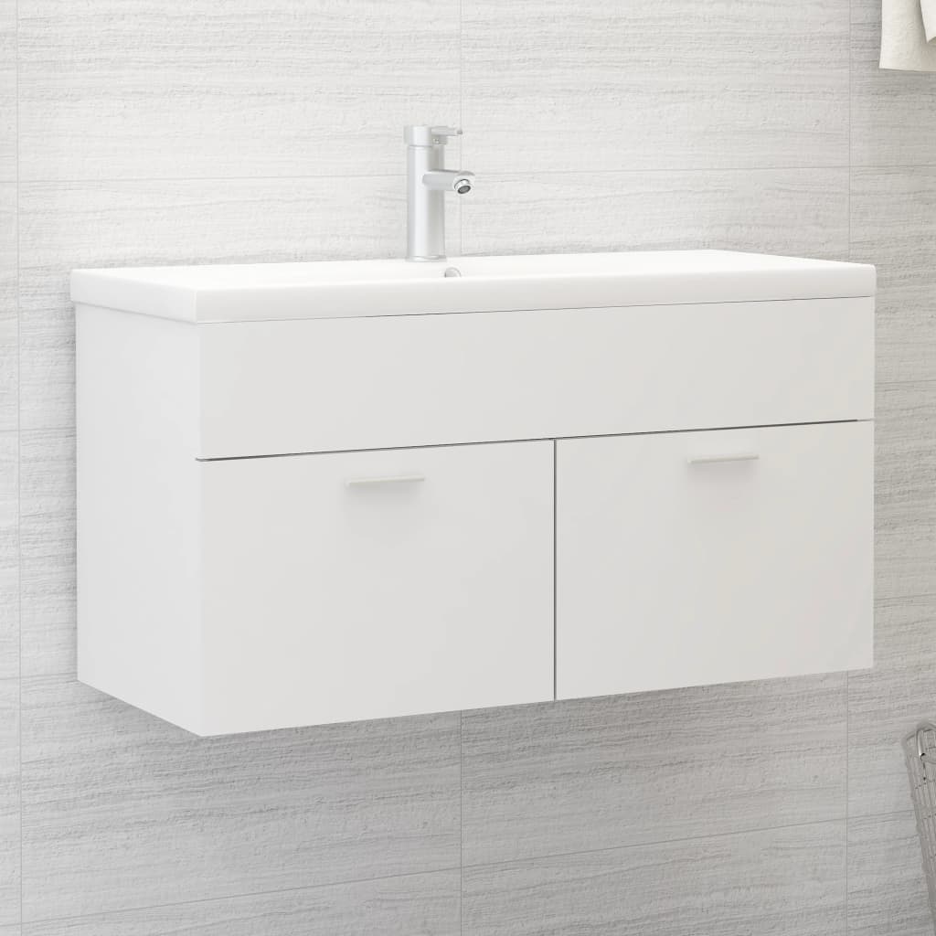 vidaXL Tvättställsskåp vit 90x38,5x46 cm spånskiva vidaXL Tvättställsskåp vit 90x38,5x46 cm spånskiva