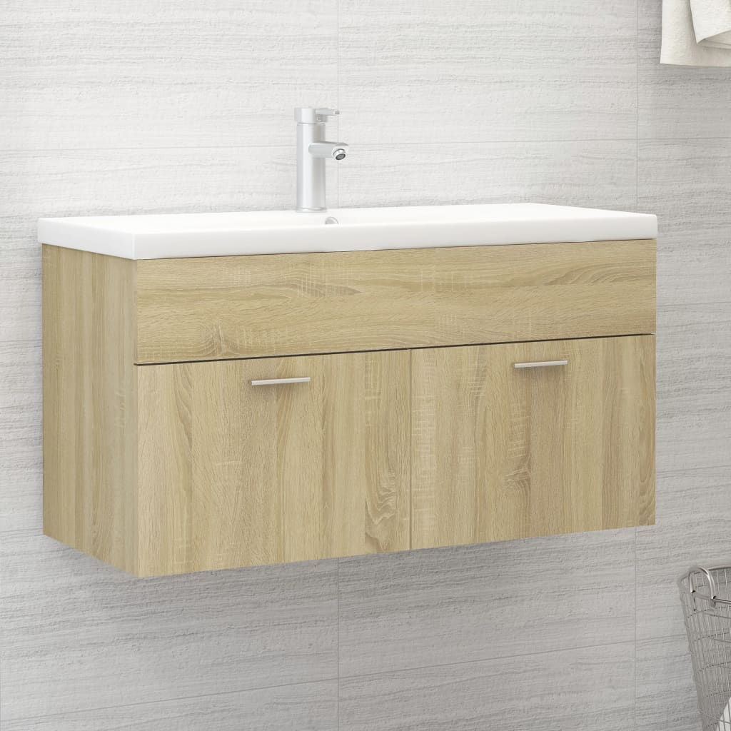 vidaXL Tvättställsskåp sonoma-ek 90x38,5x46 cm spånskiva vidaXL Tvättställsskåp sonoma-ek 90x38,5x46 cm spånskiva