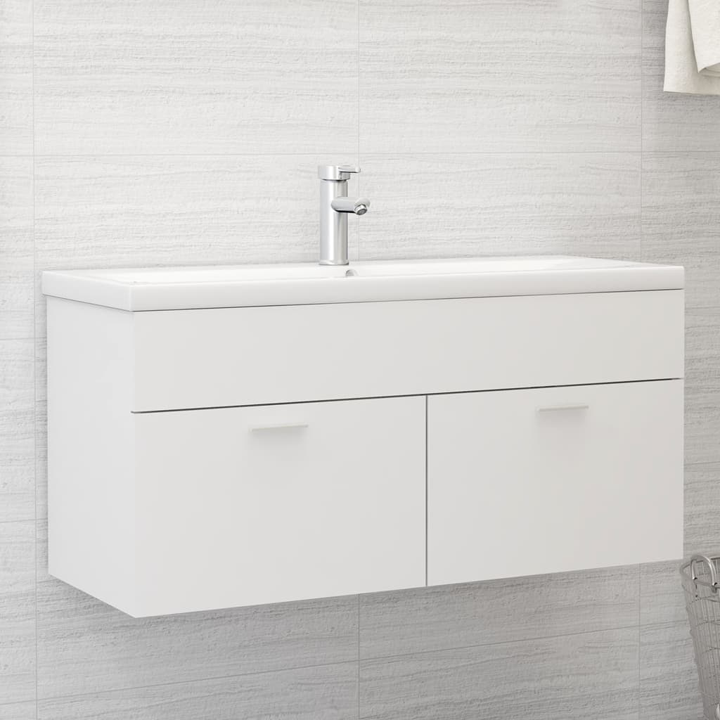 vidaXL Tvättställsskåp vit 100x38,5x46 cm spånskiva vidaXL Tvättställsskåp vit 100x38,5x46 cm spånskiva