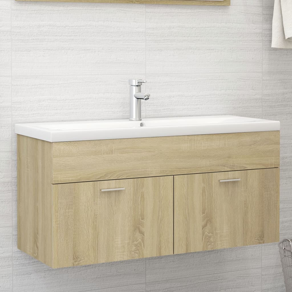vidaXL Tvättställsskåp sonoma-ek 100x38,5x46 cm spånskiva vidaXL Tvättställsskåp sonoma-ek 100x38,5x46 cm spånskiva