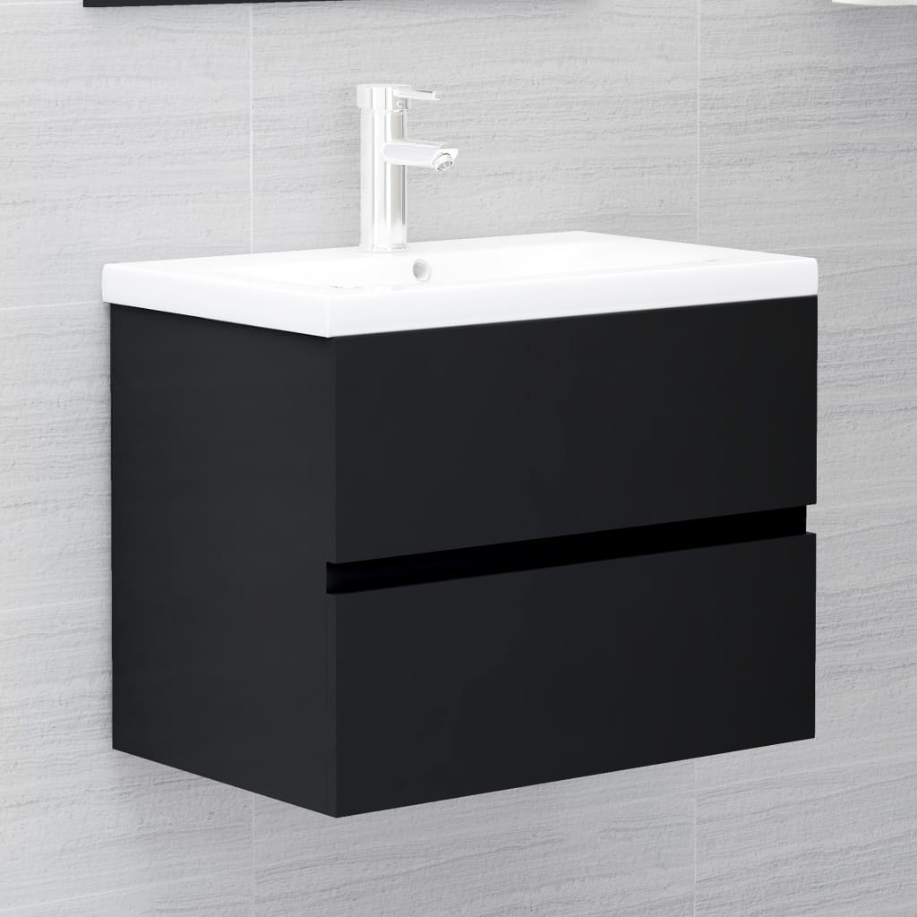 vidaXL Tvättställsskåp svart 60x38,5x45 cm spånskiva vidaXL Tvättställsskåp svart 60x38,5x45 cm spånskiva