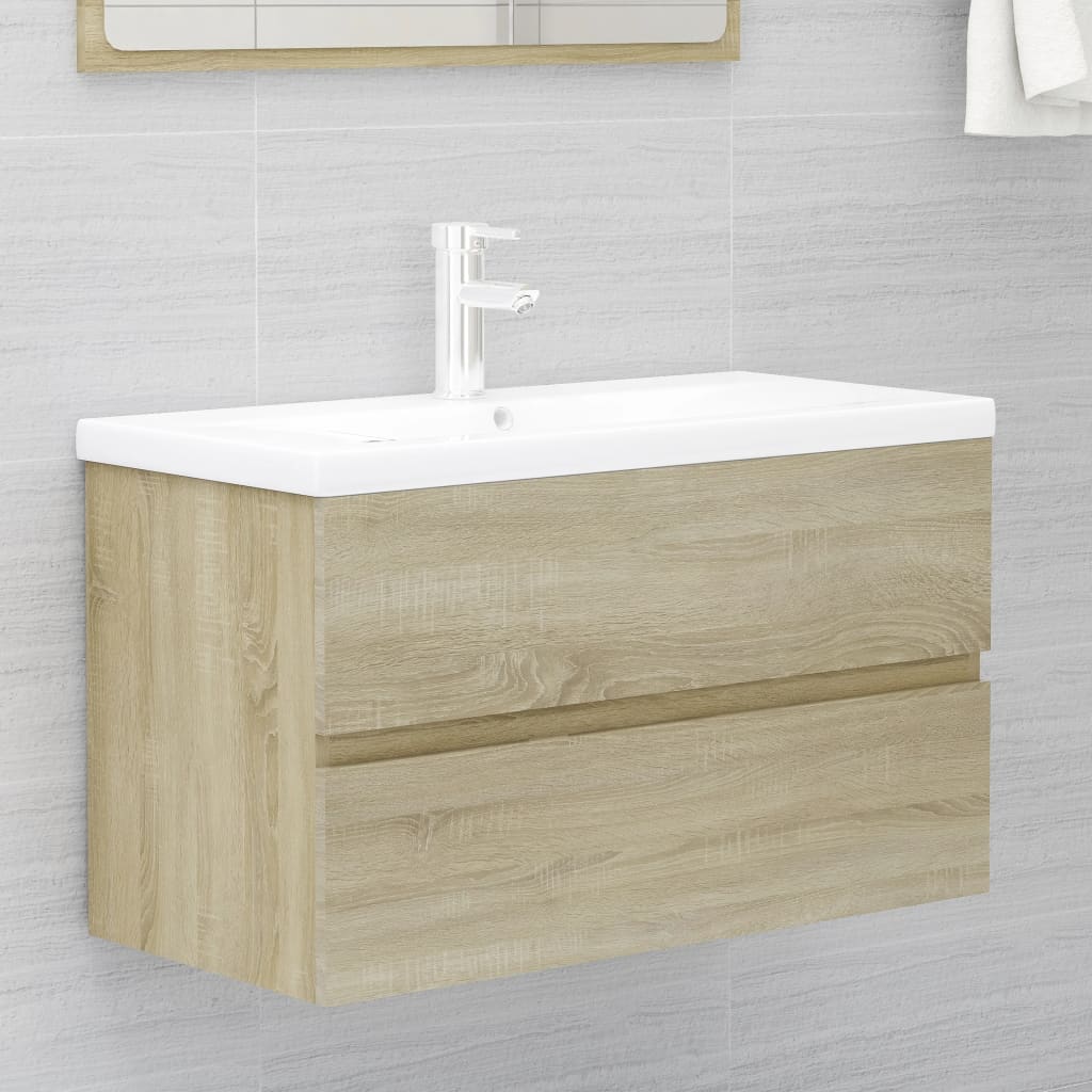 vidaXL Tvättställsskåp sonoma-ek 80x38,5x45 cm spånskiva vidaXL Tvättställsskåp sonoma-ek 80x38,5x45 cm spånskiva