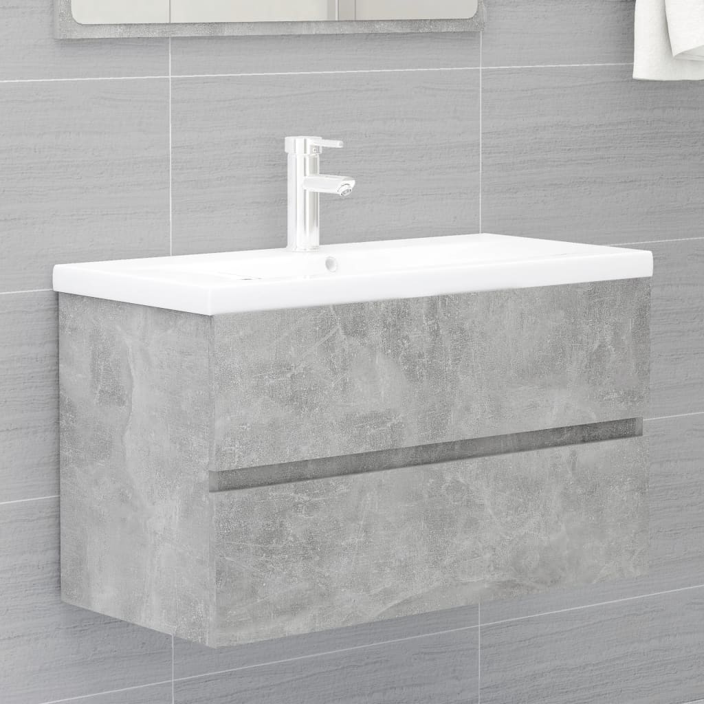 vidaXL Tvättställsskåp betonggrå 80x38,5x45 cm spånskiva vidaXL Tvättställsskåp betonggrå 80x38,5x45 cm spånskiva