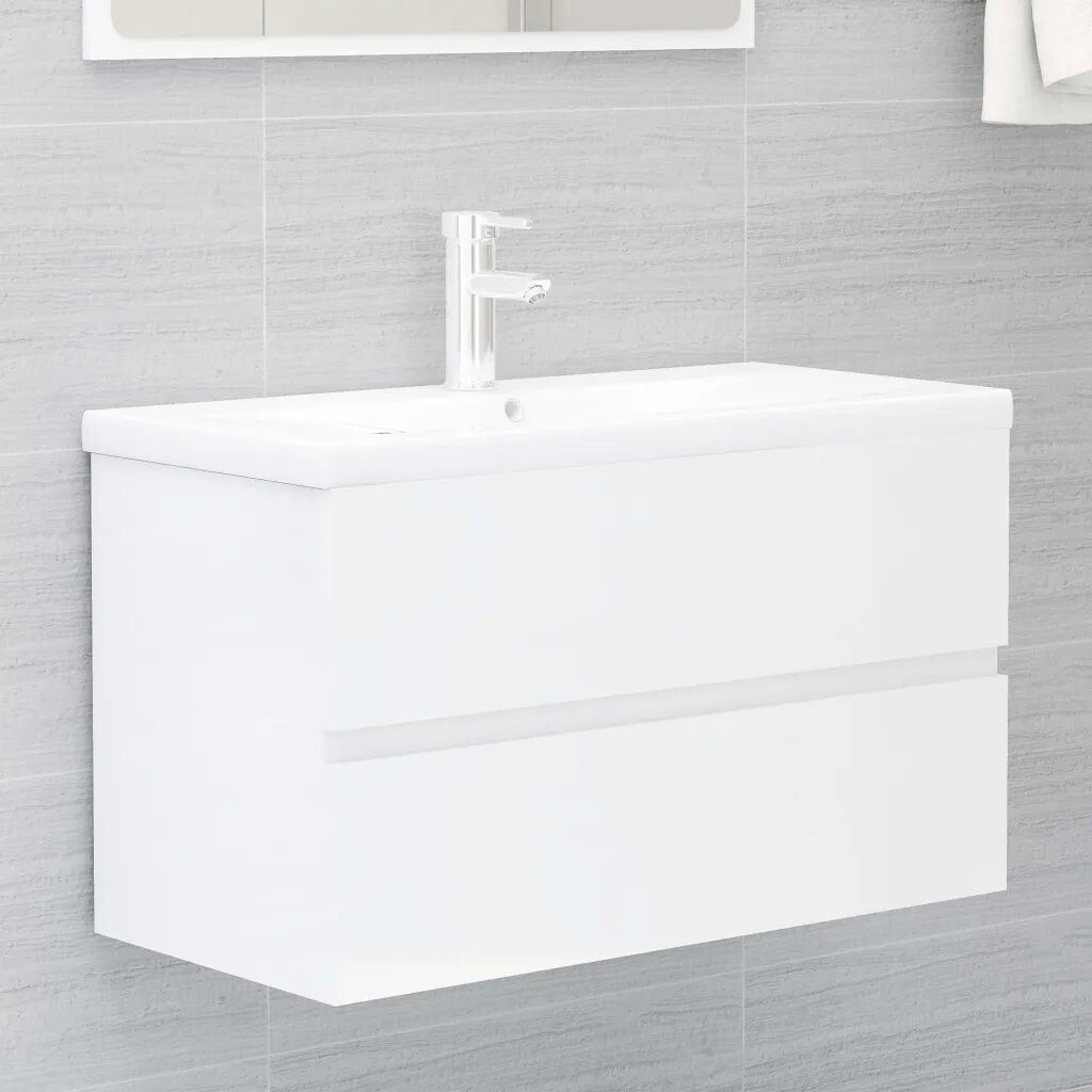 vidaXL Tvättställsskåp vit högglans 80x38,5x45 cm spånskiva vidaXL Tvättställsskåp vit högglans 80x38,5x45 cm spånskiva