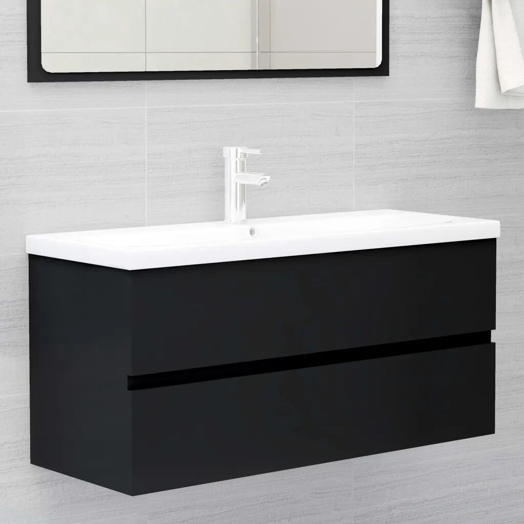 vidaXL Tvättställsskåp svart 100x38,5x45 cm spånskiva vidaXL Tvättställsskåp svart 100x38,5x45 cm spånskiva